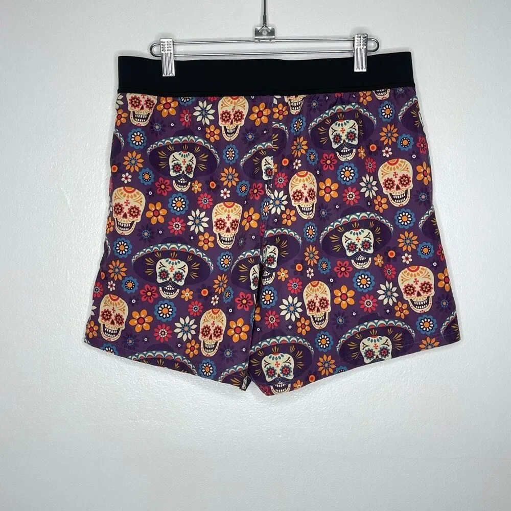 Tachuntfish THF Athletic Shorts Purple Sugar Skull Trail Running Men’s Large